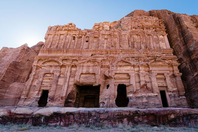 Low angle view of old ruins against clear sky