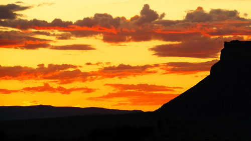 Silhouette of landscape at sunset