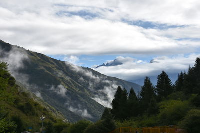 Low angle view of mountains against sky