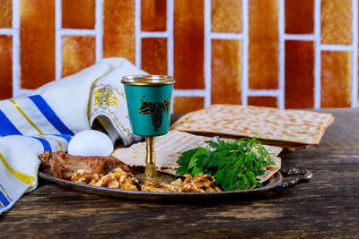 Close-up of breakfast on table