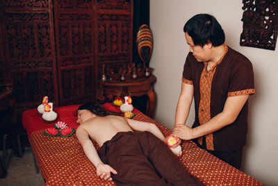 People sitting in temple