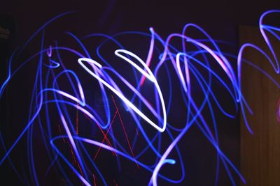 Close-up of illuminated light trails