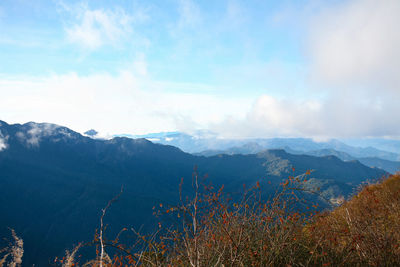 Scenic view of mountains against sky