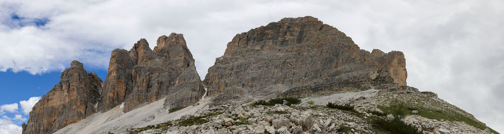 Low angle view of rock formation against sky
