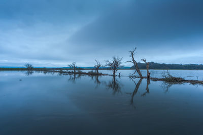 Scenic view of lake against sky