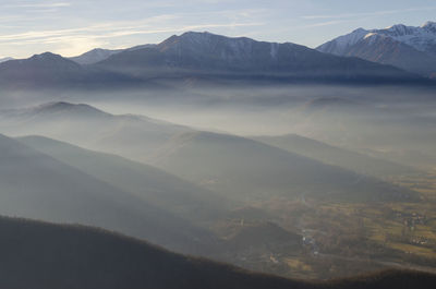 Scenic view of mountains against sky