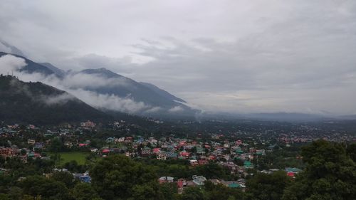 High angle view of townscape against sky