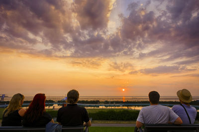 Scenic view of sea at sunset