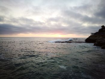 Scenic view of sea and cloudy sky