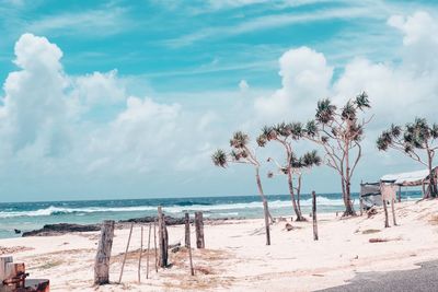 Scenic view of beach against sky