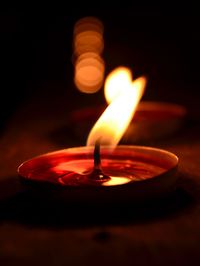 Close-up of illuminated candle