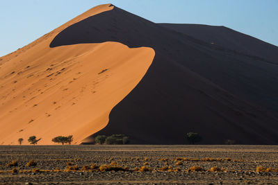 Scenic view of desert against clear sky