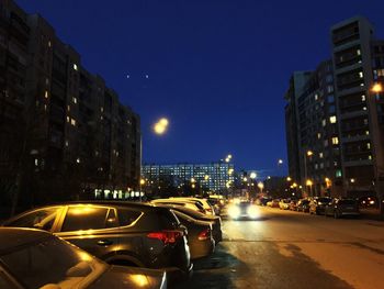 Traffic in city at night