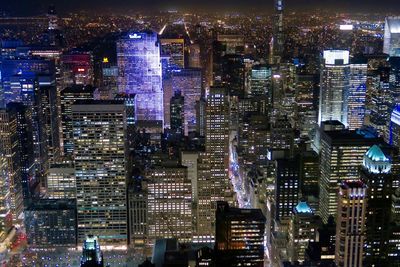 Illuminated cityscape at night