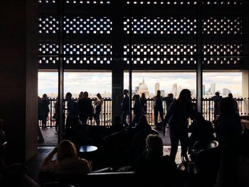 Silhouette people in restaurant