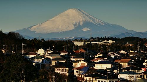 Scenic view of mountains against clear sky