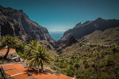 Scenic view of mountains against clear sky