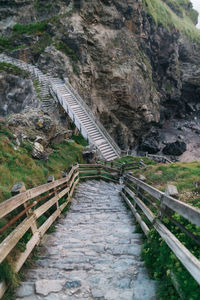 Footbridge amidst rocks