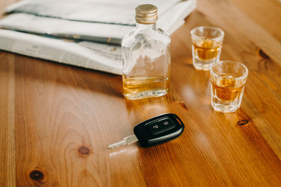 Close-up of objects on table