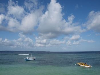 Boat sailing in sea