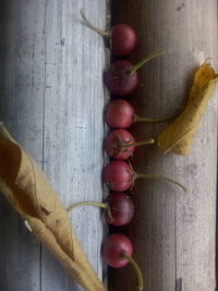 High angle view of berries on table