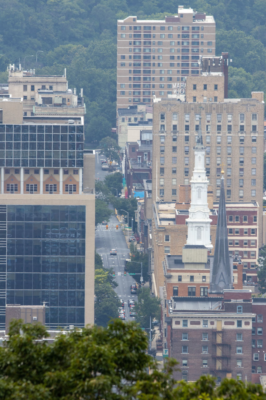 HIGH ANGLE VIEW OF BUILDINGS AGAINST SKY