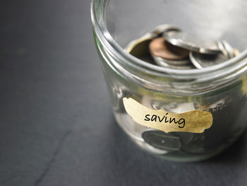 Close-up of glass jar