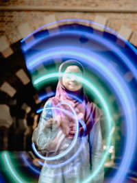 High angle view of young woman in water