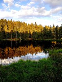 Scenic view of lake against sky