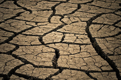 High angle view of cracked land