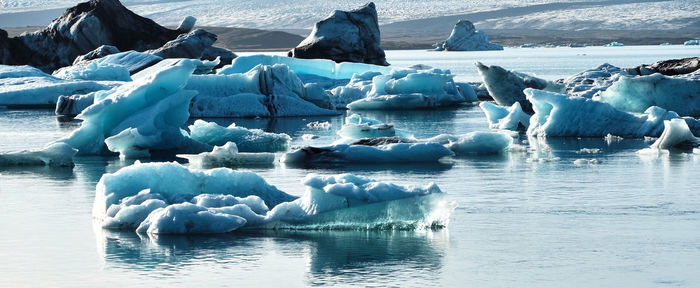 Ice floating on water in sea, jökulsarlon, iceland