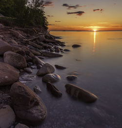 Scenic view of sea during sunset