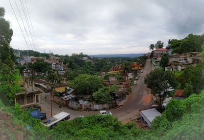 High angle view of townscape against sky