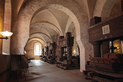 Interior of illuminated historic building