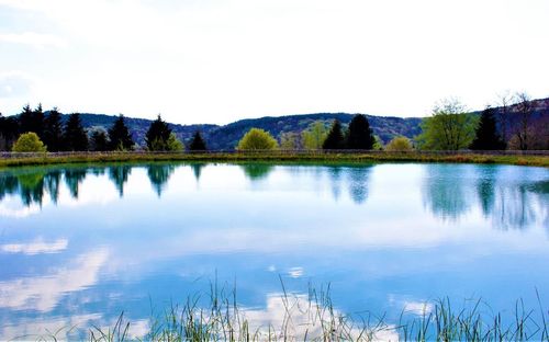 Panoramic view of lake against sky