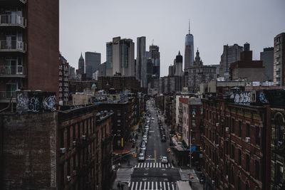 View of skyscrapers in city