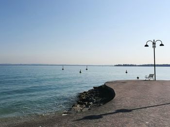Scenic view of sea against clear sky