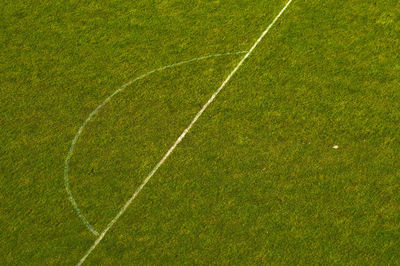 High angle view of soccer field