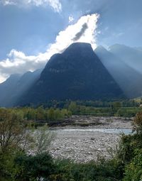 Scenic view of mountains against sky