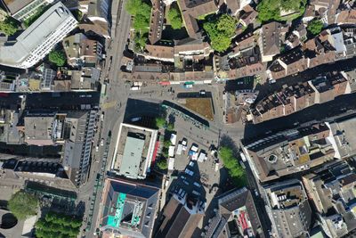 High angle view of buildings in city