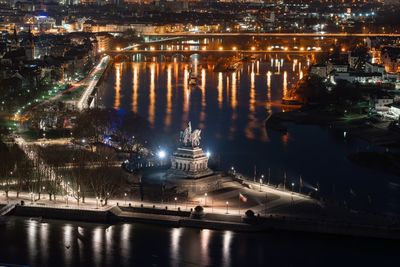 Illuminated city at night