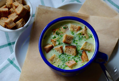 Close-up of food served in plate