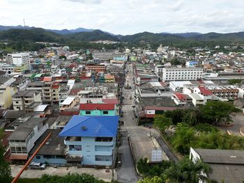 High angle view of townscape against sky