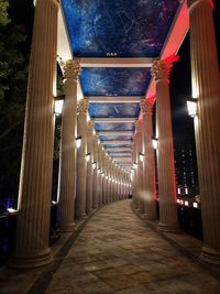 Illuminated corridor of building
