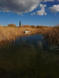 Scenic view of lake against sky