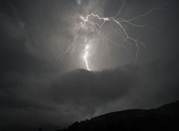 Low angle view of lightning in sky