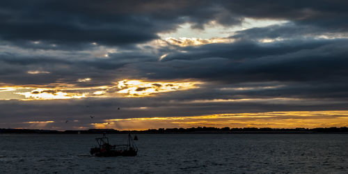 Scenic view of sea against cloudy sky