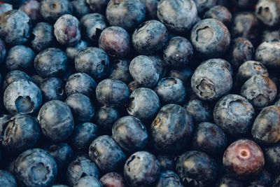 Full frame shot of blueberries in market