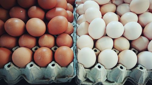 Full frame shot of eggs in container