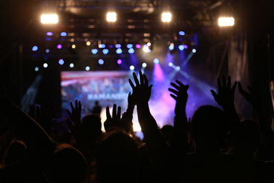 Rear view of people enjoying music concert